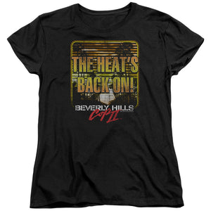 AN OFFCIALLY LICENSED BEVERLY HILLS COP II THE HEATS BACK ON WOMEN'S REGULAR FIT T-SHIRT BLACK