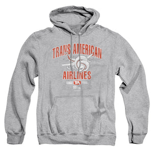 AN OFFCIALLY LICENSED AIRPLANE TRANS AMERICAN ADULT UNISEX PULLOVER HOODIE ATHLETIC HEATHER