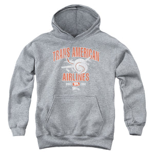 AN OFFCIALLY LICENSED AIRPLANE TRANS AMERICAN YOUTH HOODIE ATHLETIC HEATHER