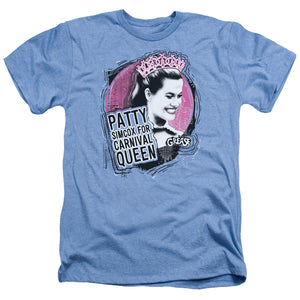 AN OFFCIALLY LICENSED GREASE CARNIVAL QUEEN MEN'S HEATHER T-SHIRT LIGHT BLUE