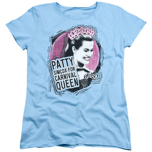 AN OFFCIALLY LICENSED GREASE CARNIVAL QUEEN WOMEN'S REGULAR FIT T-SHIRT LIGHT BLUE