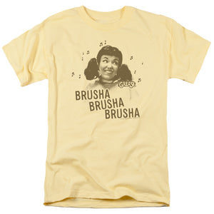 AN OFFCIALLY LICENSED GREASE BRUSHA BRUSHA BRUSHA MEN'S REGULAR FIT T-SHIRT BANANA