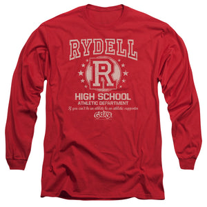 AN OFFCIALLY LICENSED GREASE RYDELL HIGH MEN'S LONG SLEEVE T-SHIRT RED