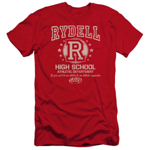 AN OFFCIALLY LICENSED GREASE RYDELL HIGH MEN'S PREMIUM SLIM FIT T-SHIRT RED