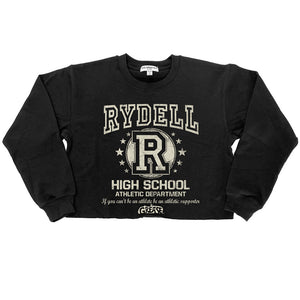 AN OFFCIALLY LICENSED GREASE RYDELL HIGH WOMEN'S CROP SWEATSHIRT BLACK