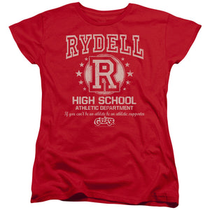 AN OFFCIALLY LICENSED GREASE RYDELL HIGH WOMEN'S REGULAR FIT T-SHIRT RED