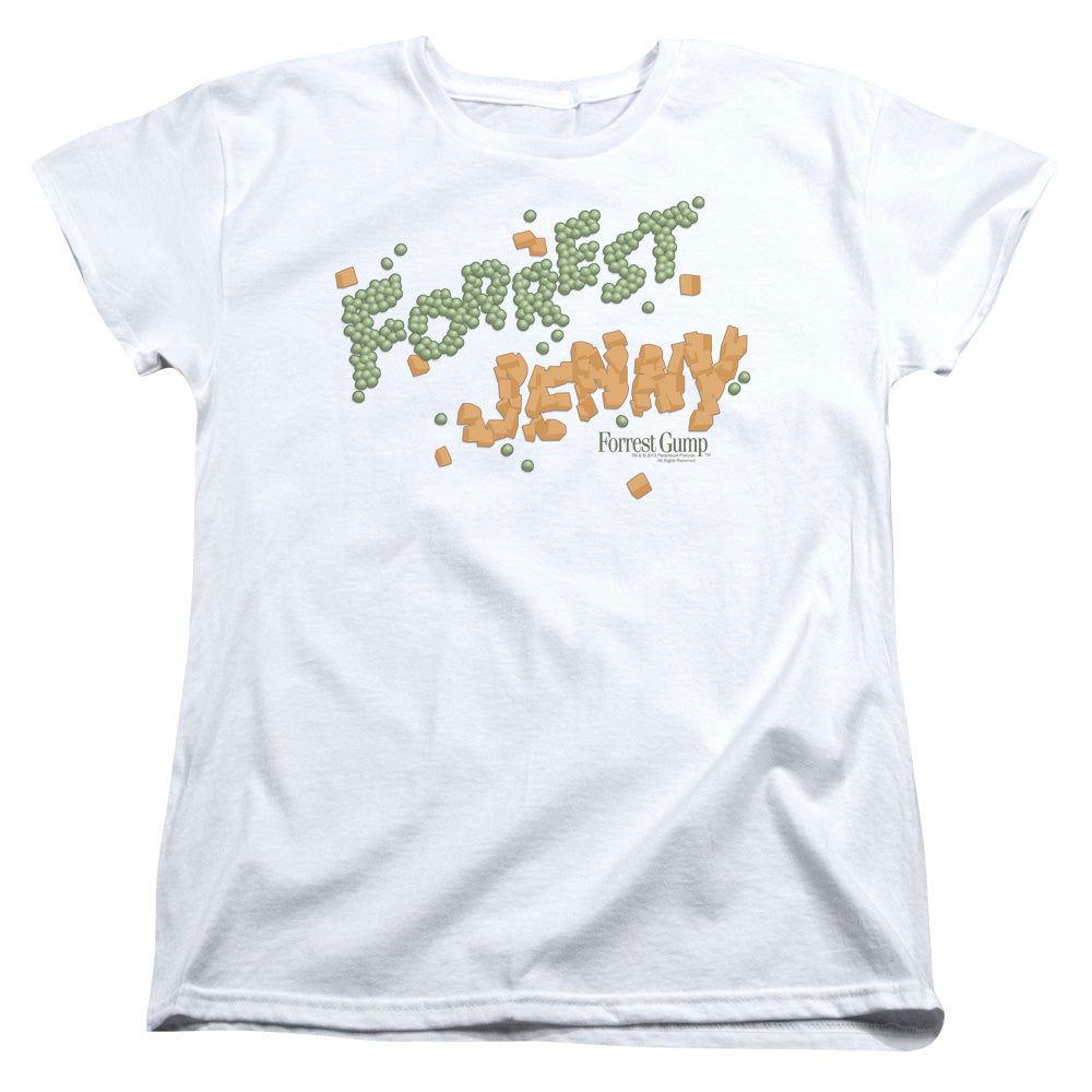 AN OFFCIALLY LICENSED FORREST GUMP PEAS AND CARROTS WOMEN'S REGULAR FIT T-SHIRT WHITE