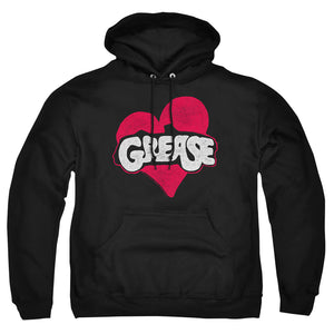 AN OFFCIALLY LICENSED GREASE HEART ADULT UNISEX PULLOVER HOODIE BLACK
