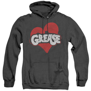 AN OFFCIALLY LICENSED GREASE HEART ADULT UNISEX HEATHER PULLOVER HOODIE BLACK