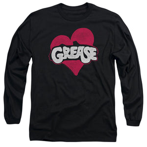 AN OFFCIALLY LICENSED GREASE HEART MEN'S LONG SLEEVE T-SHIRT BLACK