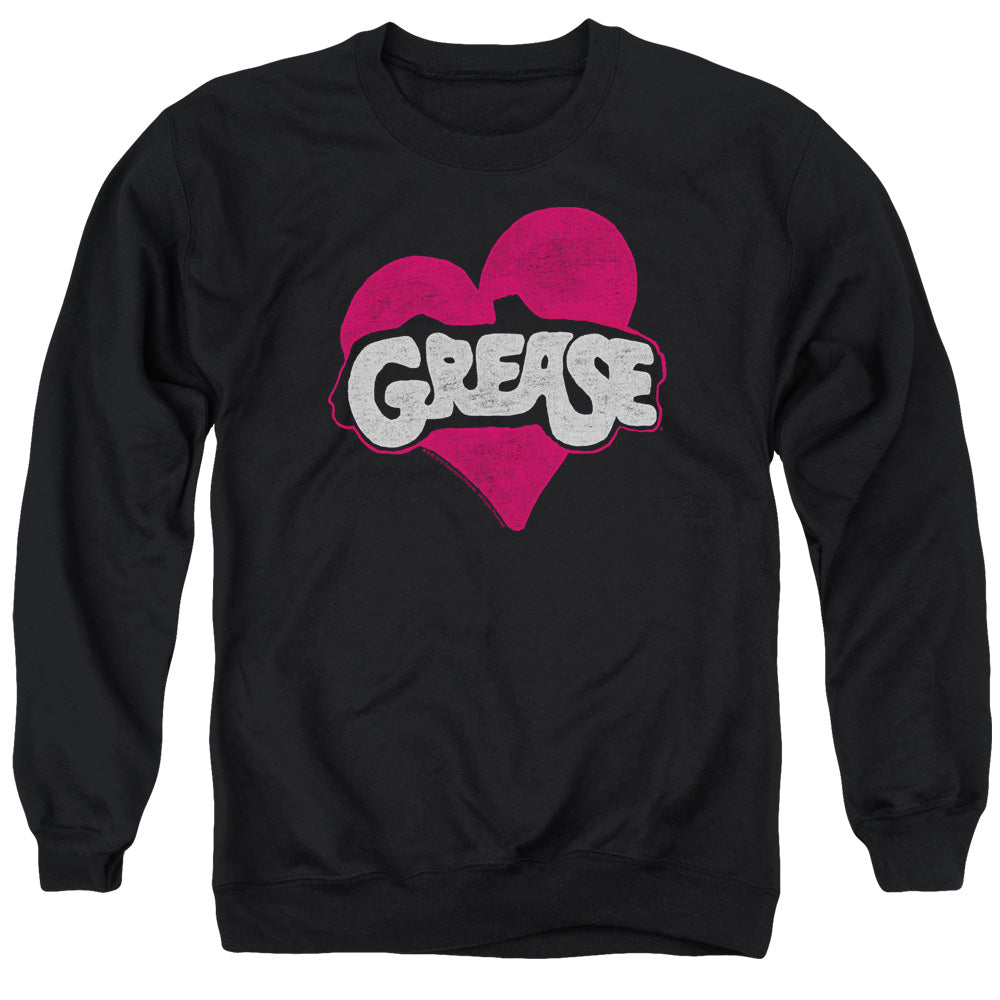 AN OFFCIALLY LICENSED GREASE HEART ADULT UNISEX CREWNECK SWEATSHIRT BLACK