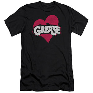 AN OFFCIALLY LICENSED GREASE HEART MEN'S PREMIUM SLIM FIT T-SHIRT BLACK