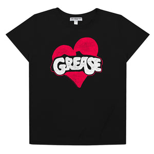 AN OFFCIALLY LICENSED GREASE HEART TRIBLEND JERSEY LOOSE TEE BLACK