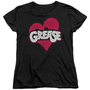 AN OFFCIALLY LICENSED GREASE HEART WOMEN'S REGULAR FIT T-SHIRT BLACK
