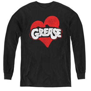 AN OFFCIALLY LICENSED GREASE HEART YOUTH LONG SLEEVE T-SHIRT BLACK