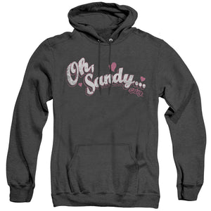 AN OFFCIALLY LICENSED GREASE OH SANDY ADULT UNISEX HEATHER PULLOVER HOODIE BLACK