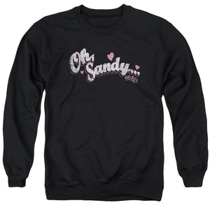 AN OFFCIALLY LICENSED GREASE OH SANDY ADULT UNISEX CREWNECK SWEATSHIRT BLACK
