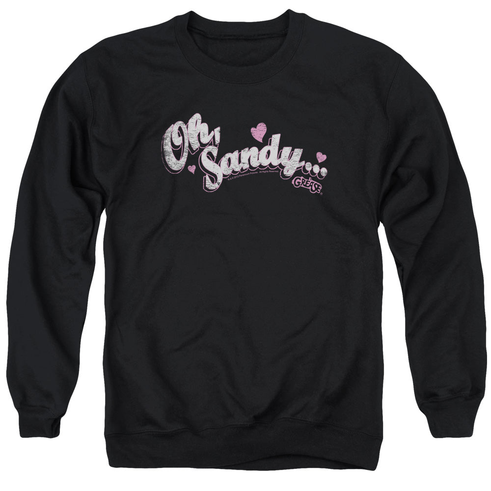 AN OFFCIALLY LICENSED GREASE OH SANDY ADULT UNISEX CREWNECK SWEATSHIRT BLACK
