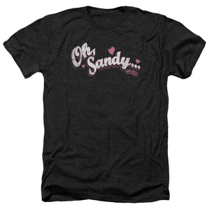 AN OFFCIALLY LICENSED GREASE OH SANDY MEN'S HEATHER T-SHIRT CHARCOAL