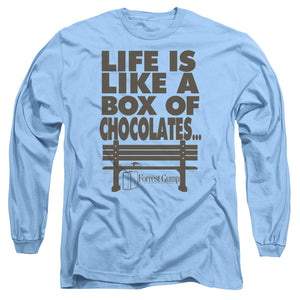 AN OFFCIALLY LICENSED FORREST GUMP LIFE MEN'S LONG SLEEVE T-SHIRT CAROLINA BLUE