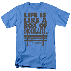 AN OFFCIALLY LICENSED FORREST GUMP LIFE MEN'S REGULAR FIT T-SHIRT CAROLINA BLUE