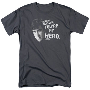 AN OFFCIALLY LICENSED FERRIS BUELLER MY HERO MEN'S REGULAR FIT T-SHIRT CHARCOAL