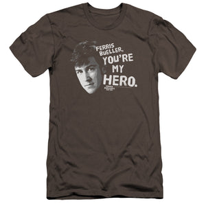AN OFFCIALLY LICENSED FERRIS BUELLER MY HERO MEN'S PREMIUM SLIM FIT T-SHIRT CHARCOAL