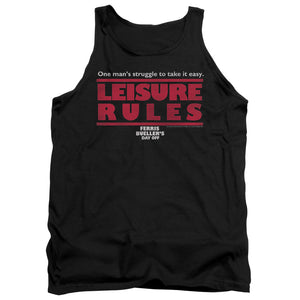 AN OFFCIALLY LICENSED FERRIS BUELLER LEISURE RULES ADULT UNISEX TANK TOP BLACK