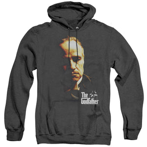 AN OFFCIALLY LICENSED GODFATHER DON VITO ADULT UNISEX HEATHER PULLOVER HOODIE BLACK