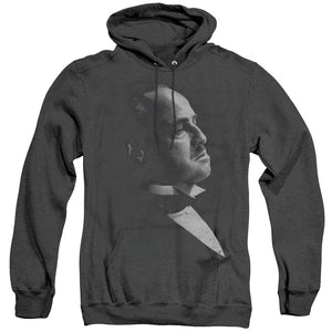 AN OFFCIALLY LICENSED GODFATHER GRAPHIC VITO ADULT UNISEX HEATHER PULLOVER HOODIE BLACK