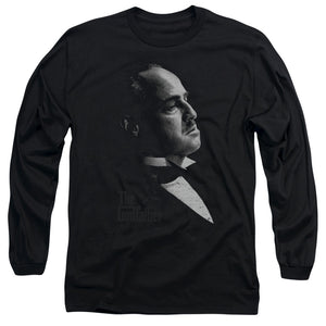AN OFFCIALLY LICENSED GODFATHER GRAPHIC VITO MEN'S LONG SLEEVE T-SHIRT BLACK