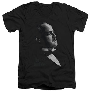 AN OFFCIALLY LICENSED GODFATHER GRAPHIC VITO MEN'S V-NECK T-SHIRT BLACK