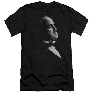 AN OFFCIALLY LICENSED GODFATHER GRAPHIC VITO MEN'S PREMIUM SLIM FIT T-SHIRT BLACK