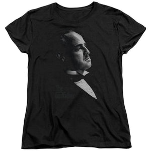 AN OFFCIALLY LICENSED GODFATHER GRAPHIC VITO WOMEN'S REGULAR FIT T-SHIRT BLACK