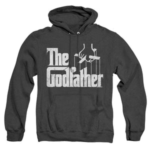 AN OFFCIALLY LICENSED GODFATHER LOGO ADULT UNISEX HEATHER PULLOVER HOODIE BLACK