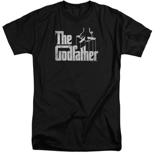 AN OFFCIALLY LICENSED GODFATHER LOGO MEN'S TALL FIT T-SHIRT BLACK