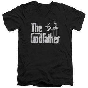 AN OFFCIALLY LICENSED GODFATHER LOGO MEN'S V-NECK T-SHIRT BLACK