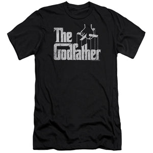 AN OFFCIALLY LICENSED GODFATHER LOGO MEN'S PREMIUM SLIM FIT T-SHIRT BLACK