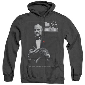 AN OFFCIALLY LICENSED GODFATHER POSTER ADULT UNISEX HEATHER PULLOVER HOODIE BLACK