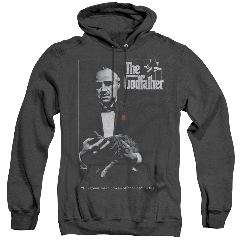 AN OFFCIALLY LICENSED GODFATHER POSTER ADULT UNISEX HEATHER PULLOVER HOODIE BLACK