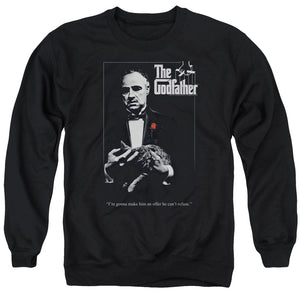 AN OFFCIALLY LICENSED GODFATHER POSTER ADULT UNISEX CREWNECK SWEATSHIRT BLACK
