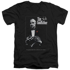 AN OFFCIALLY LICENSED GODFATHER POSTER MEN'S V-NECK T-SHIRT BLACK