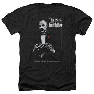 AN OFFCIALLY LICENSED GODFATHER POSTER MEN'S HEATHER T-SHIRT CHARCOAL