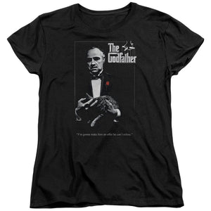 AN OFFCIALLY LICENSED GODFATHER POSTER WOMEN'S REGULAR FIT T-SHIRT BLACK