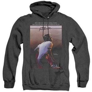 AN OFFCIALLY LICENSED FOOTLOOSE POSTER ADULT UNISEX HEATHER PULLOVER HOODIE BLACK