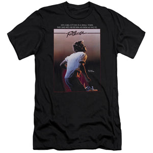 AN OFFCIALLY LICENSED FOOTLOOSE POSTER MEN'S PREMIUM SLIM FIT T-SHIRT BLACK