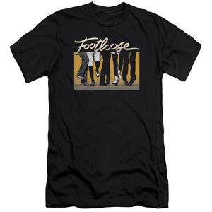 AN OFFCIALLY LICENSED FOOTLOOSE DANCE PARTY MEN'S PREMIUM SLIM FIT T-SHIRT BLACK