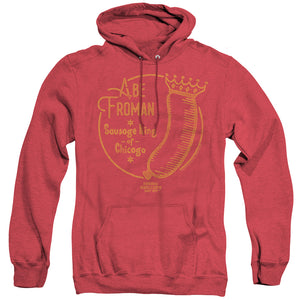 AN OFFCIALLY LICENSED FERRIS BUELLER ABE FROMAN ADULT UNISEX HEATHER PULLOVER HOODIE RED