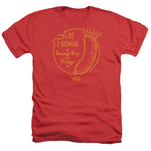 AN OFFCIALLY LICENSED FERRIS BUELLER ABE FROMAN MEN'S HEATHER T-SHIRT RED