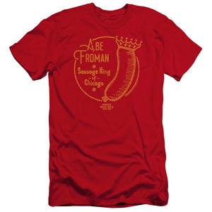 AN OFFCIALLY LICENSED FERRIS BUELLER ABE FROMAN MEN'S PREMIUM SLIM FIT T-SHIRT RED